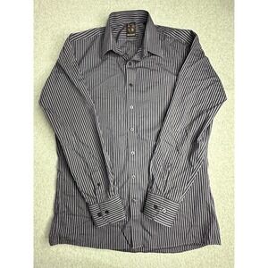 Rockin Sartorial Shirt Adult 16 Black Purple Button Up Designer Casual Mens